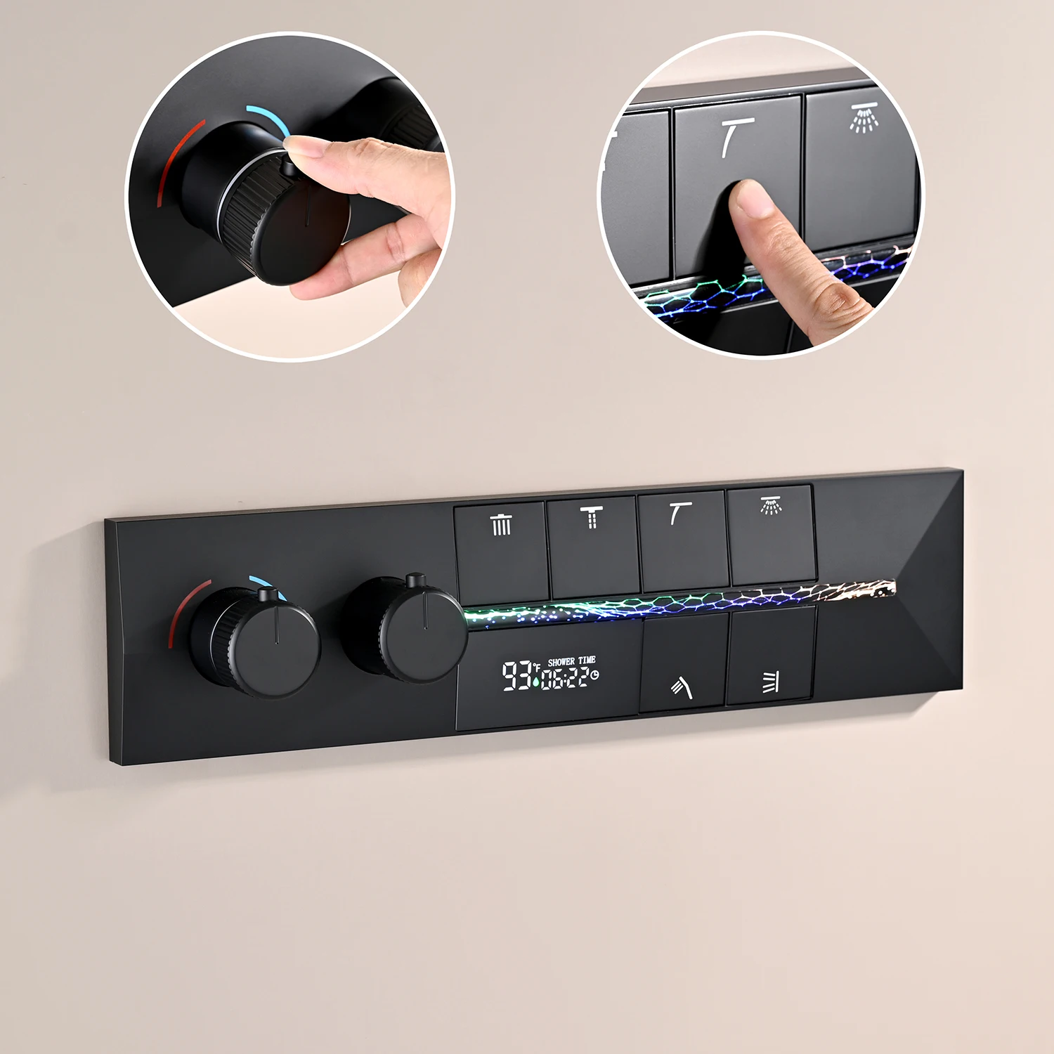 M Boenn Bathroom Spa 6 Functions Shower System Hotel Couples Taking a Shower Head Rainfall Smart Thermostatic Showers Faucet Set