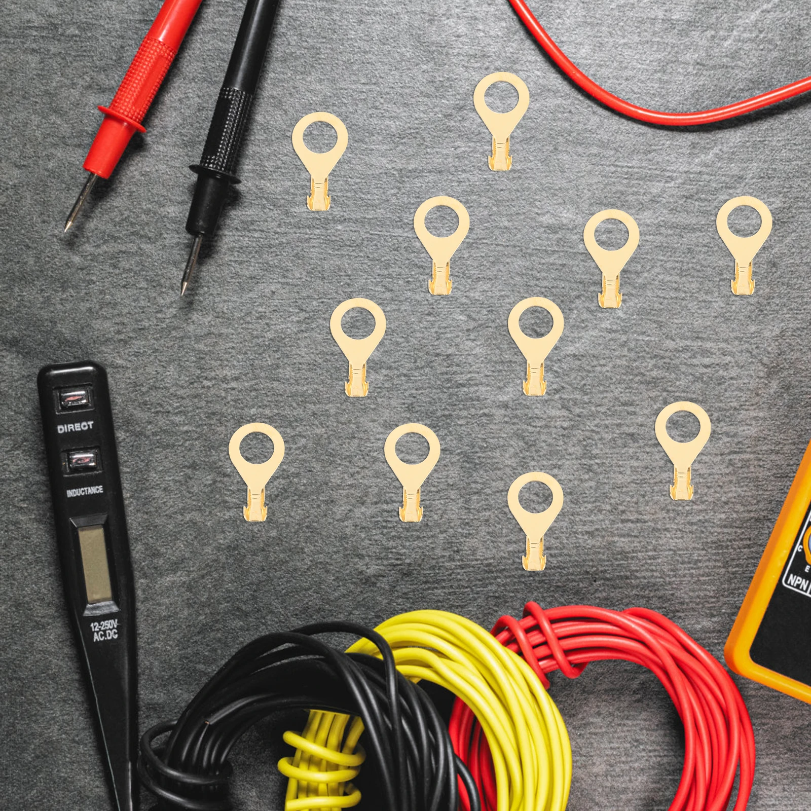 

100pcs Ground Terminals Heavy Duty Electrical Cables Car Lugs Ends Reusable Open Type Copper Crimp Wire Lug Connectors
