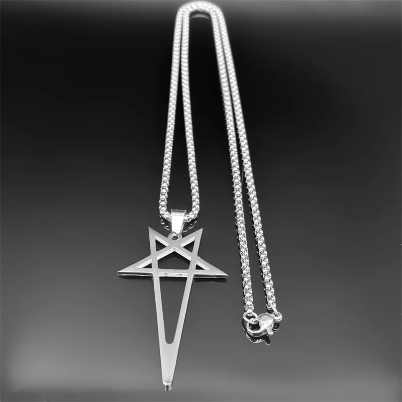 Hiphop Viking Pentagramm Halskette Für Frauen Männer Edelstahl Silber Schwarz Farbe Retro Mann Kette Schmuck – Detail 7