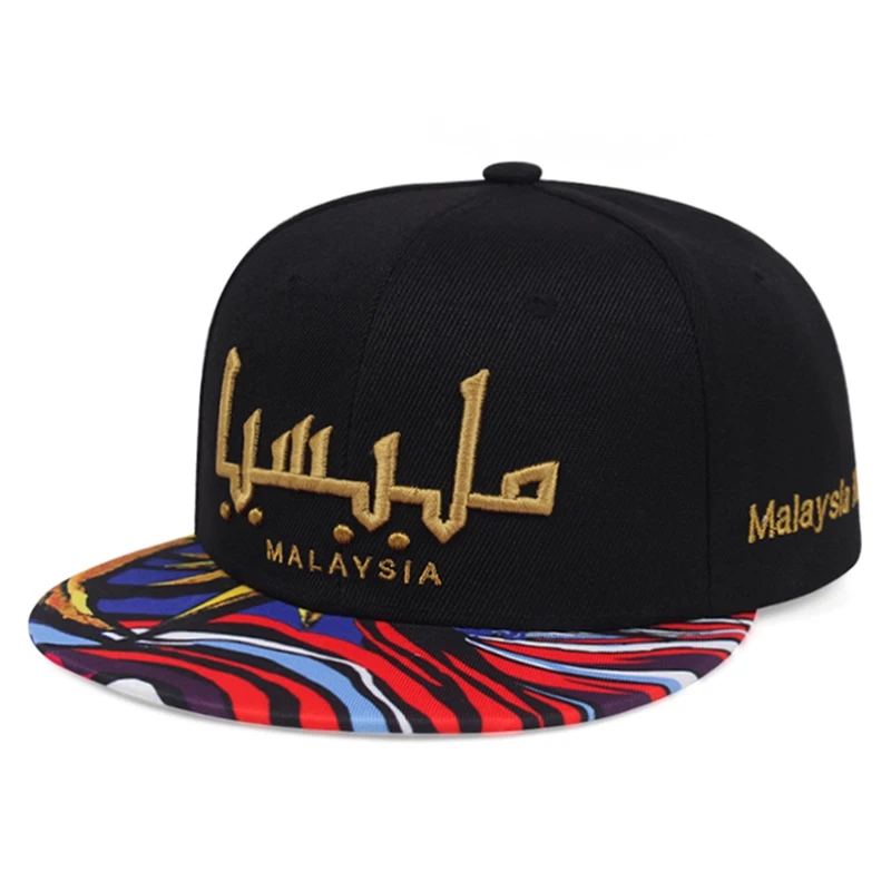 2026 New Flat Edge Hat Malaysia Moon Embroidered Baseball Hat Outdoor Daily Leisure Decoration Sunshade Hat Unisex Hip Hop Hat
