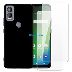 Soft Case + 2 Pack Tempered Glass Screen Protectors for Cricket Magic 5G,AT&T Propel 5G Full-Body Protection
