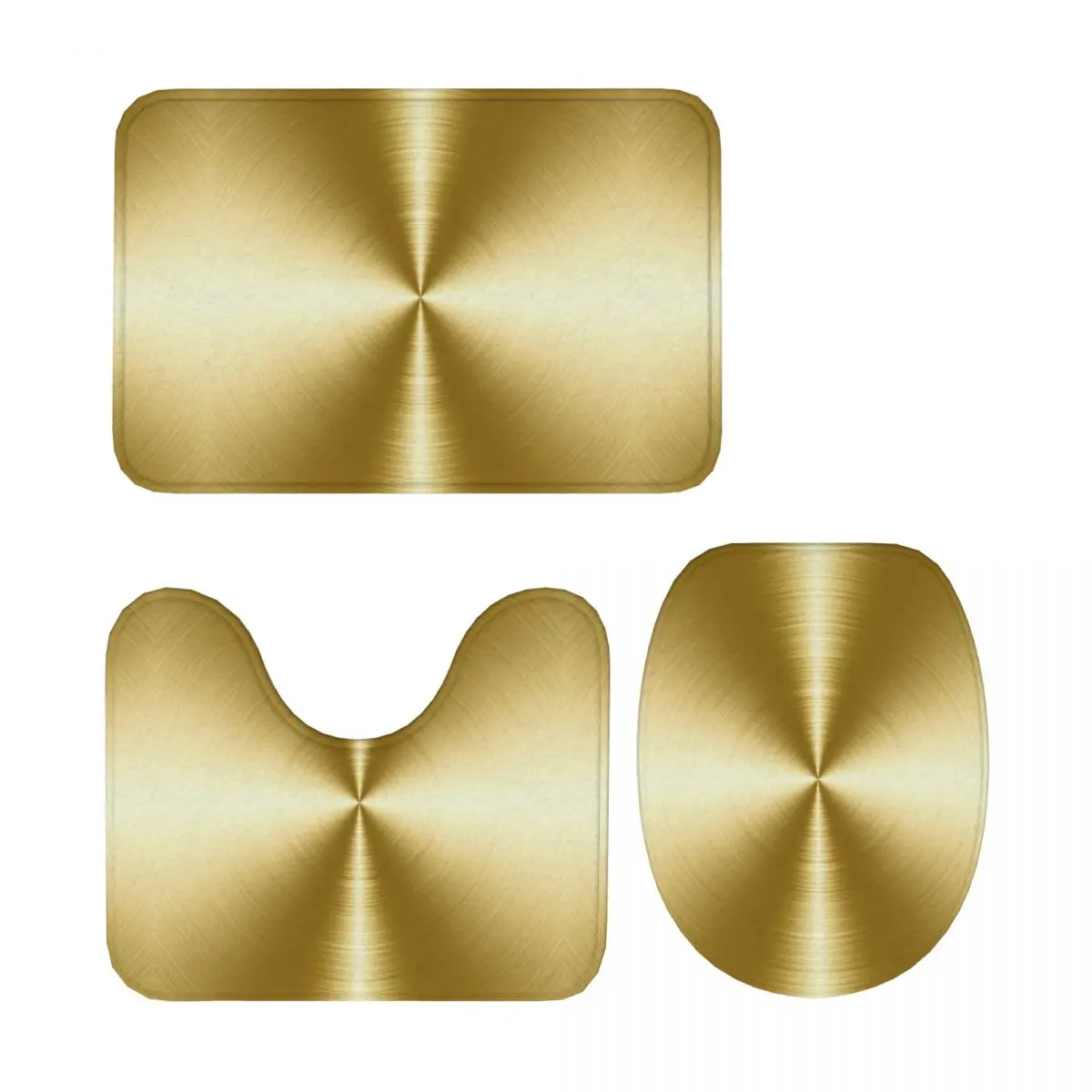 

Матовый золотой радиальный металл, 3 шт., коврик для ванной, набор для ванной комнаты, крышка унитаза, домашний декор, нескользящий ковер, напольный ковер