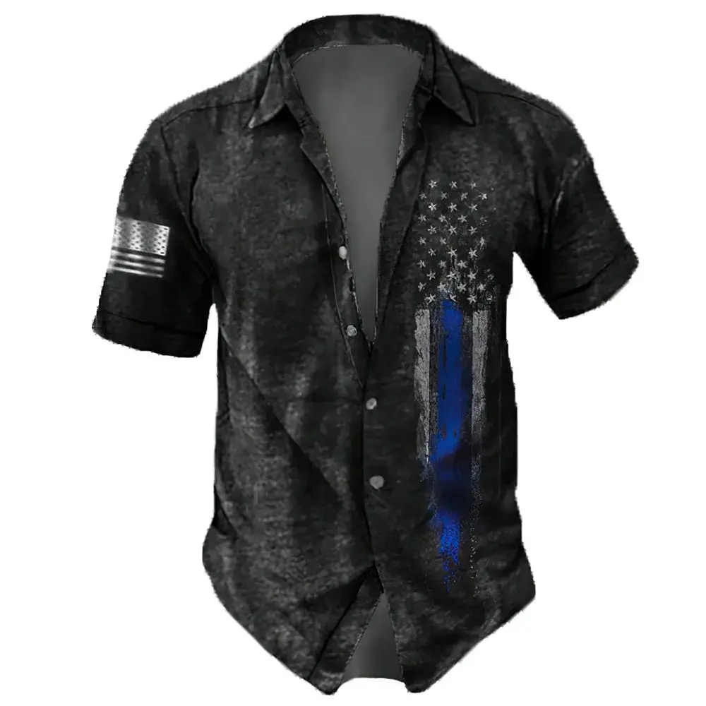 Vintage Skull Hip Hop Men's Oversized Shirt Short Sve Top Thickened Fleece Autumn  Collar Nine-Quarter Sleeve Jeans