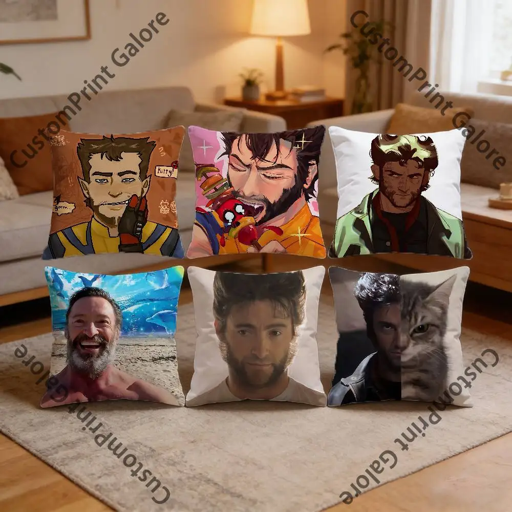 

H-Hugh J-Jackman Square Throw Pillow Cover Multiple Sizes Soft for Sofa Bedroom Living Room Home Decorative