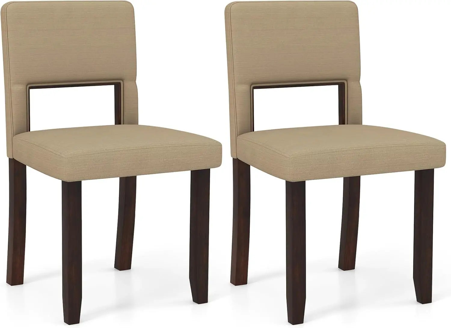 

Giantex Wooden Dining Chairs Set of 2, Linen Fabric Upholstered Kitchen Chairs w/Rubber Wood Frame, Padded Seat & Back, Modern A