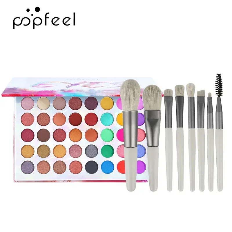 Best-Selling Popfeel Makeup 40 Color Glitter Eye Shadow Palette Make Up Minerals Eyeshadow Pallete+8Pcs/Sets Brush Gifts Women