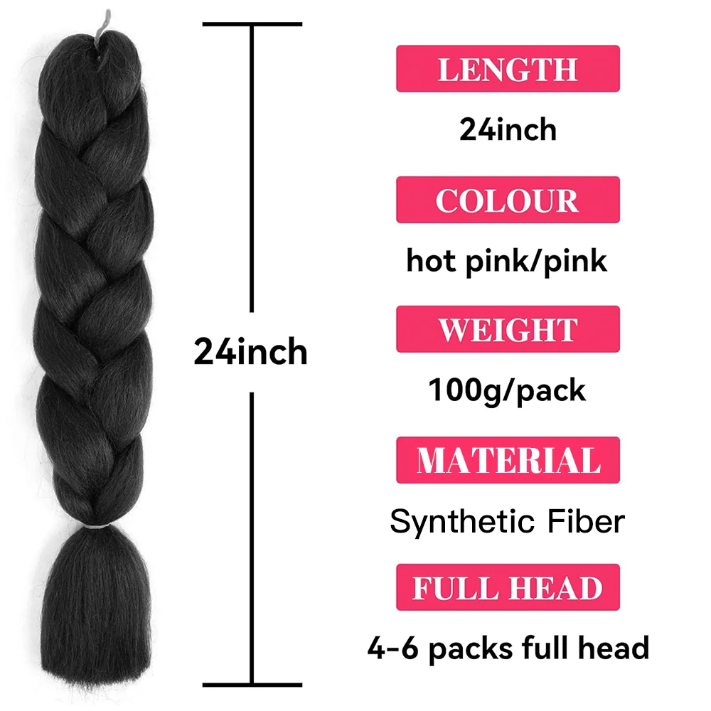 Extensiones de cabello trenzado negro, fibra de alta temperatura, extensiones de cabello trenzado Jumbo, trenzas de burbujas