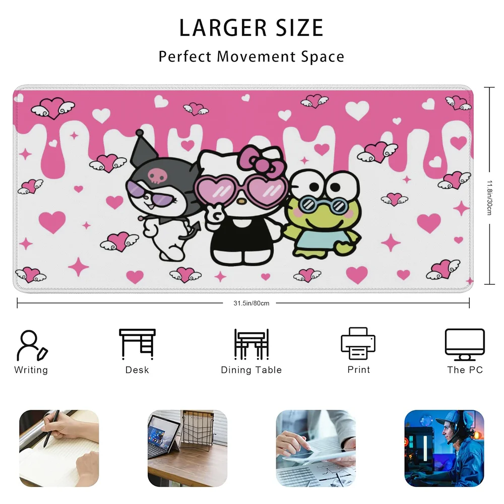 Mausepad Over Edge Alas Mouse Komputer 900 × 400 Anti-selip Hello Kitty Sanrio Kabinet Gamer Karet Aksesori Gaming Pc Kawaii