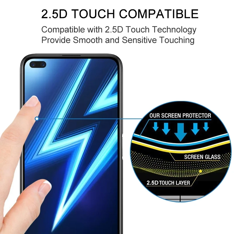 For OPPO Realme 6 Pro Full Glue Full Screen Tempered Glass Film