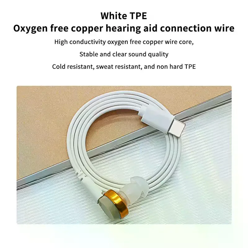 Oxygen-Free Copper Hearing Aid Earphone Cable 2 Pin Single/Dual Head Hearing Aid Connection Cable Hearing Aid Accessories TPE