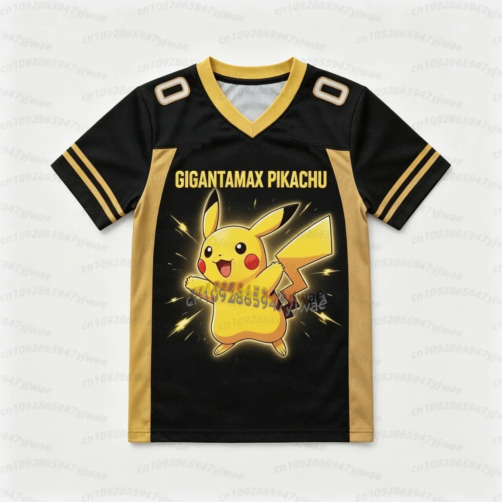 2026 Herren Anime Pokémon Pikachu Print Fußballtrikots Cartoon Kurzarm Sport T-Shirt Cosplay Tops Kinder Damen Herren T-Shirt – Detail 4