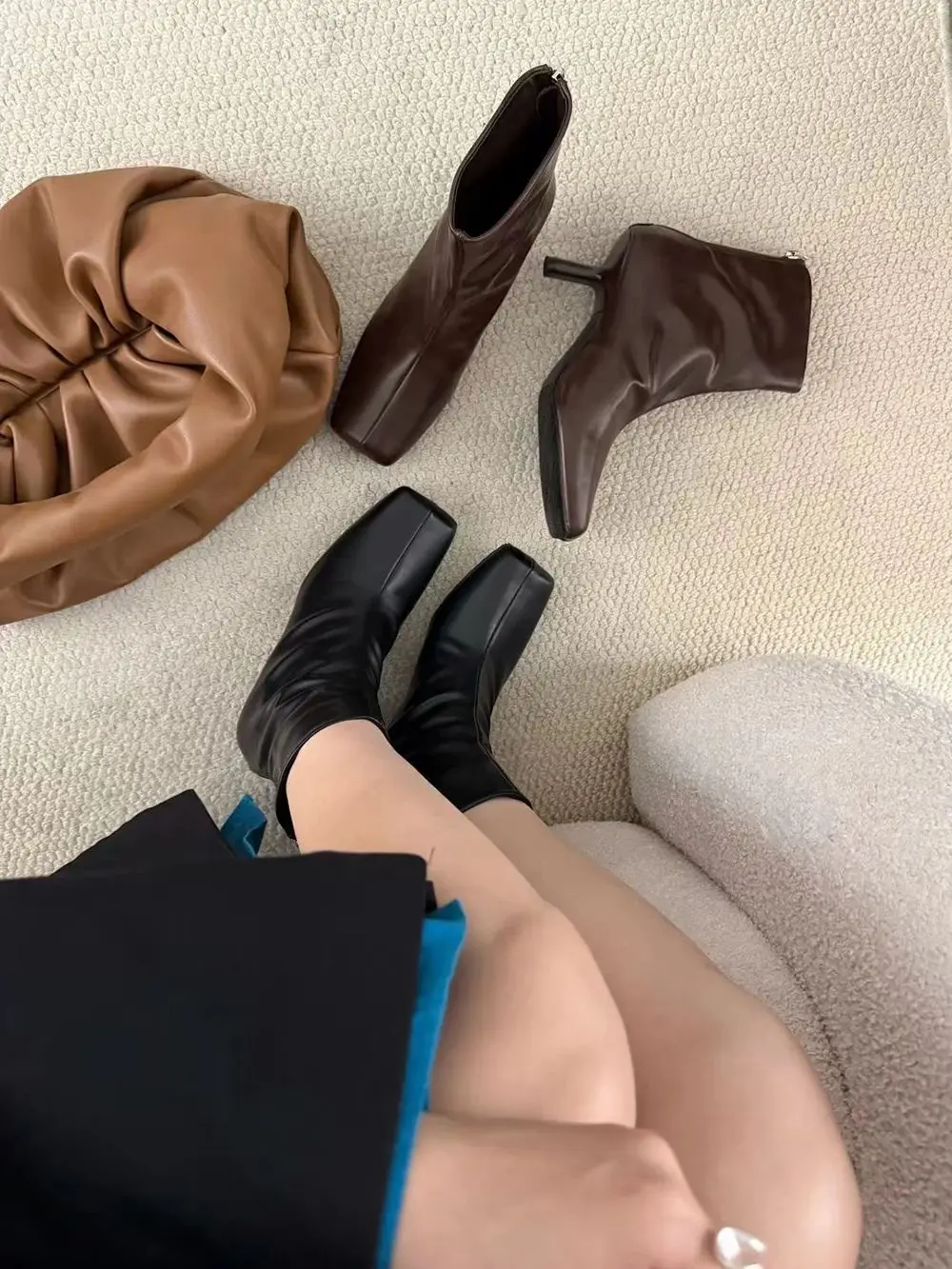Fashion Women Ankle Boots Square Toe Short Stress Bootis Thin High Heel Back Zipper Sexy Party Pumps Shoes Woman Size 35-39
