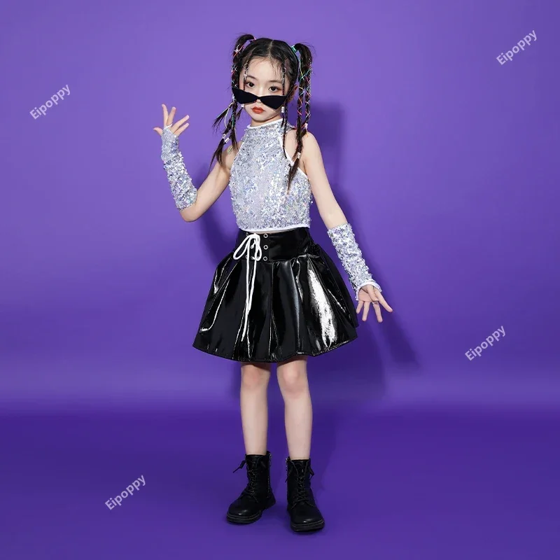 

Street Dance Costume Girls Sequins Jazz Dance Stage Performance Costume Girls Modeling Stage Runway Child Model Costume