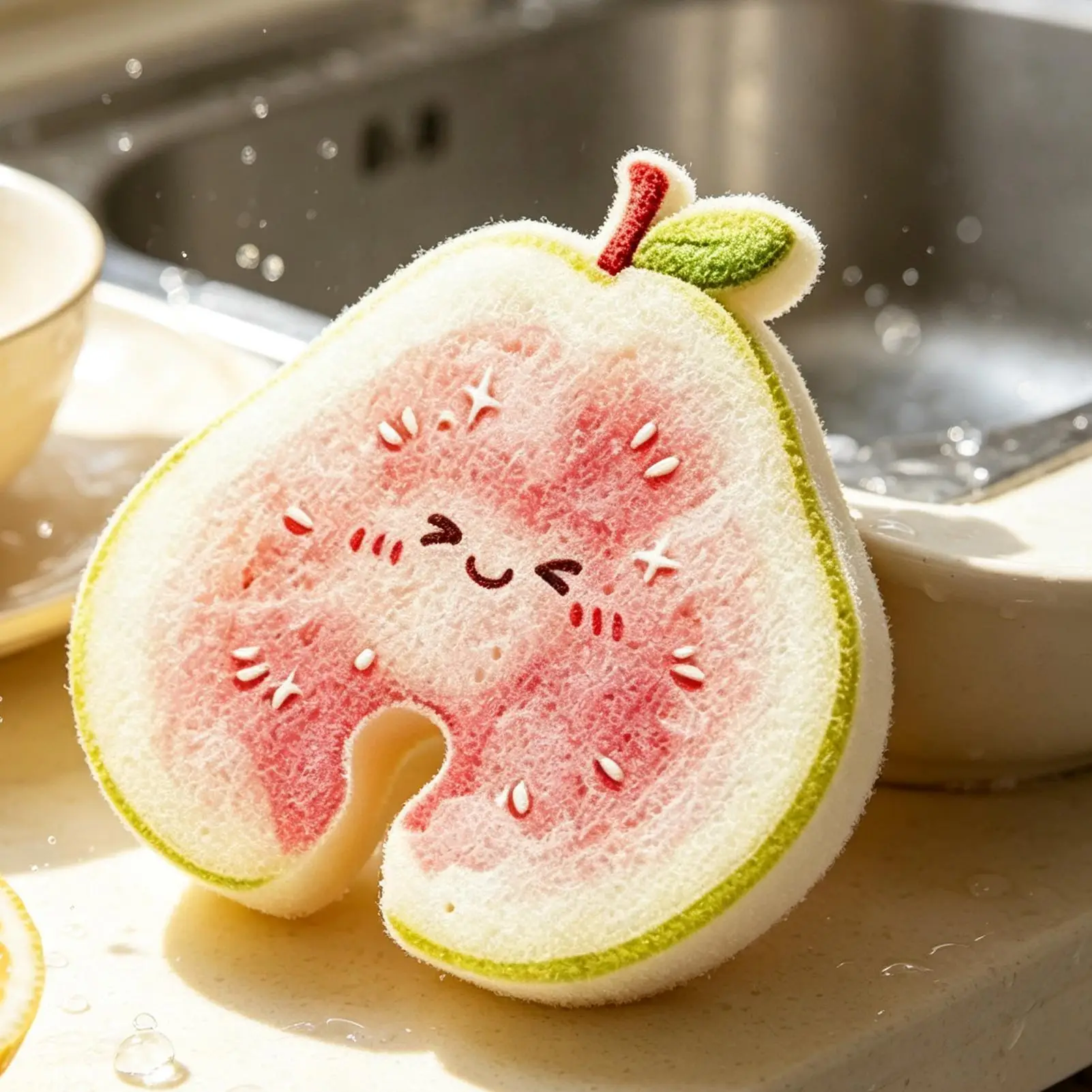 Dish Sponge Absorbent Quick Drying Cute Fruit Natural Scrubber Kitchen Household Cleaning Sponges for Pot Pan Plate Cookware