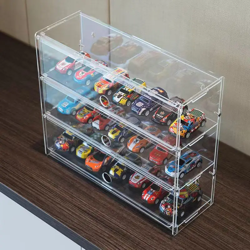 Acrylic Car Model Display Cabinet, Transparent, Dustproof, Hot Wheels, Multilayer Storage Box, for 1/64 Racing Car Models