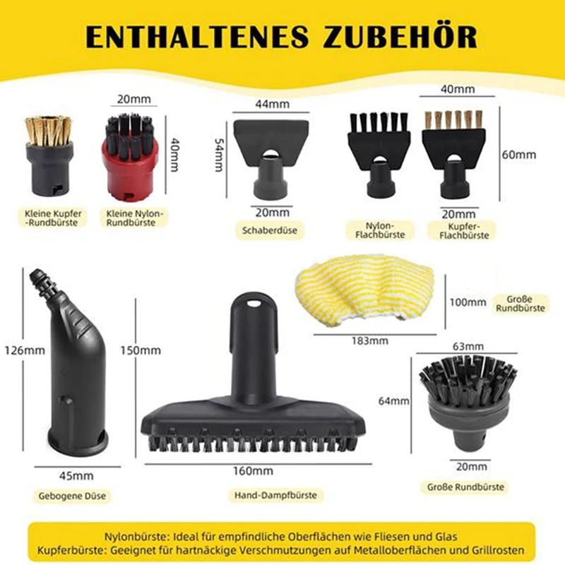 A84G-For Karcher مجموعة ملحقات منظف البخار تتضمن فوهات وفرش وأقمشة