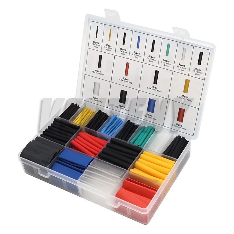 127-750pcs Heat-shrink Tubing Thermoresistant Tube Heat Shrink Wrapping Kit Electrical Connection Wire Cable Insulation Sleeving