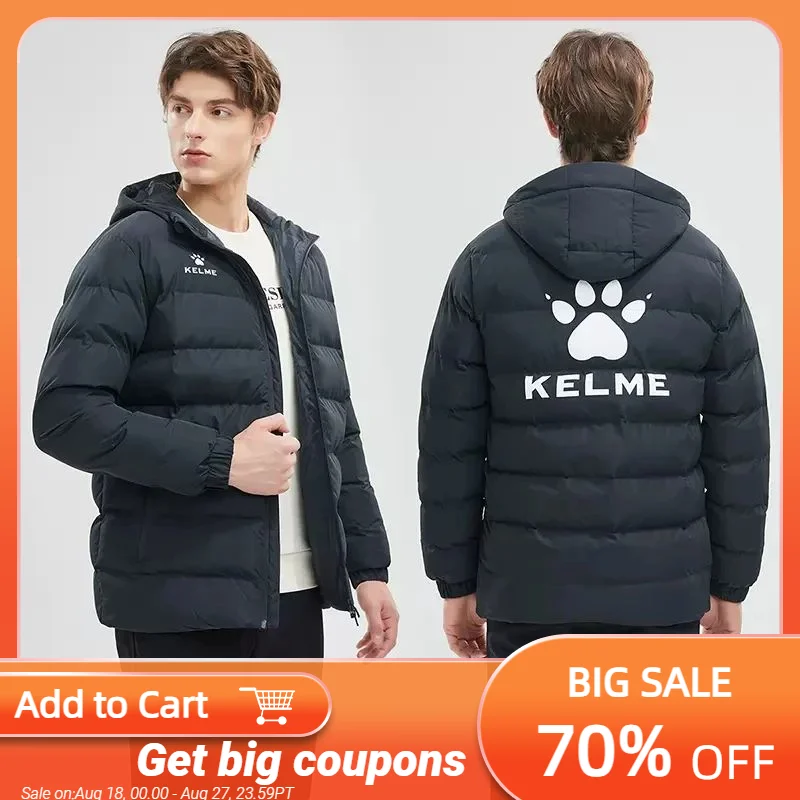 

KELME детская мужская зимняя куртка, короткое тренировочное пальто, мужское пальто, верхняя одежда, теплое ветрозащитное хлопковое зимнее пальто для мужчин и женщин 3891417