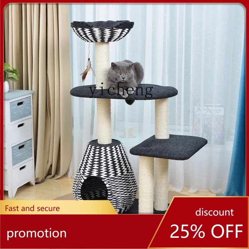 

CZ Cat Climbing Frame One Climbing Sisal Handmade Vine Woven Black and White Color Matching Cat Jumping Platform