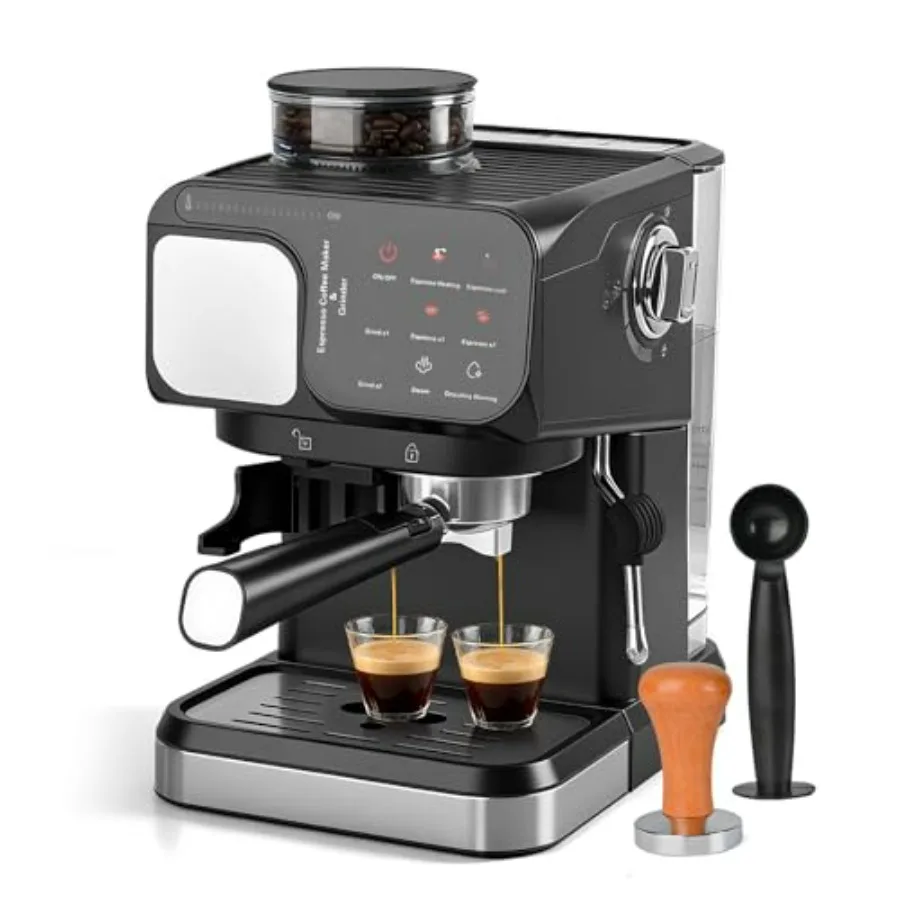 Professionelle Espresso-Maschine für Zuhause in Schwarz mit Schnellaufheizfunktion für Cappuccino und Latte, Kaffeemaschine für Heim und Büro