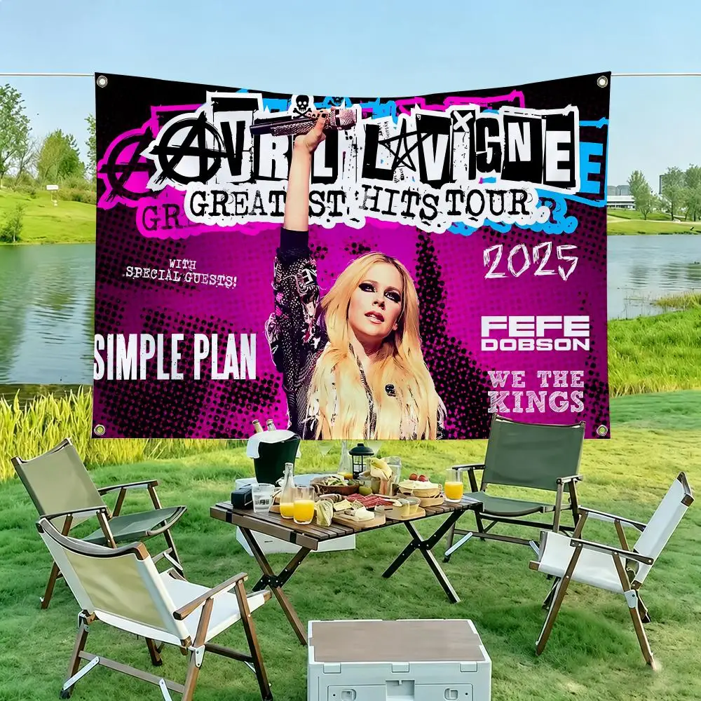 Singer A-Avril Lavigne Flags Wall Art Backdrop: Camping Outdoor Garden Bedroom Party Decor Family Gifts