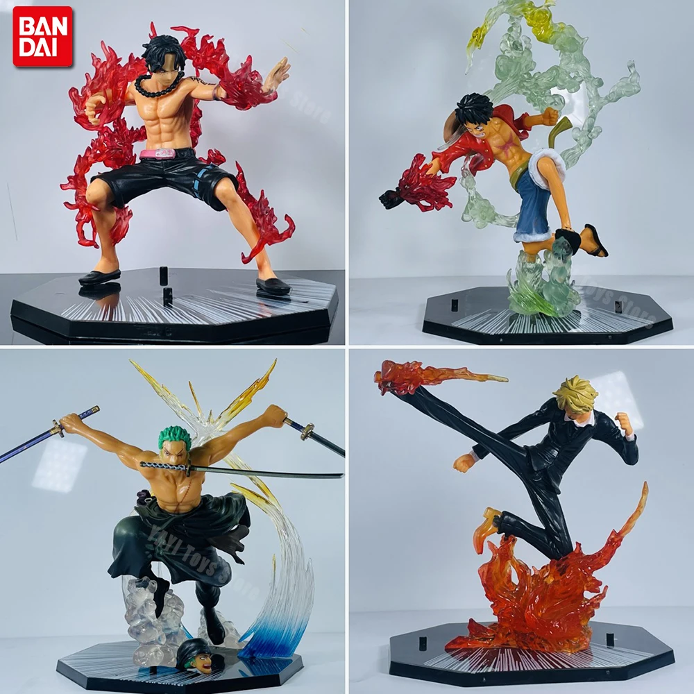 Neue One Piece Anime-Figur Feuerfaust Luffy Ace Sanji Kampfmodell-Puppen PVC Sabo Actionfigur Zoro Geister-Drei-Messer-Spielzeug