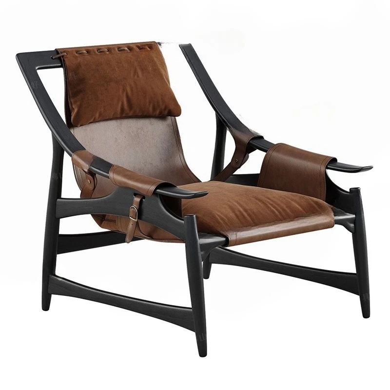 

Leisure sofa chair Modern light luxury recliner Solid wood lazy sofa