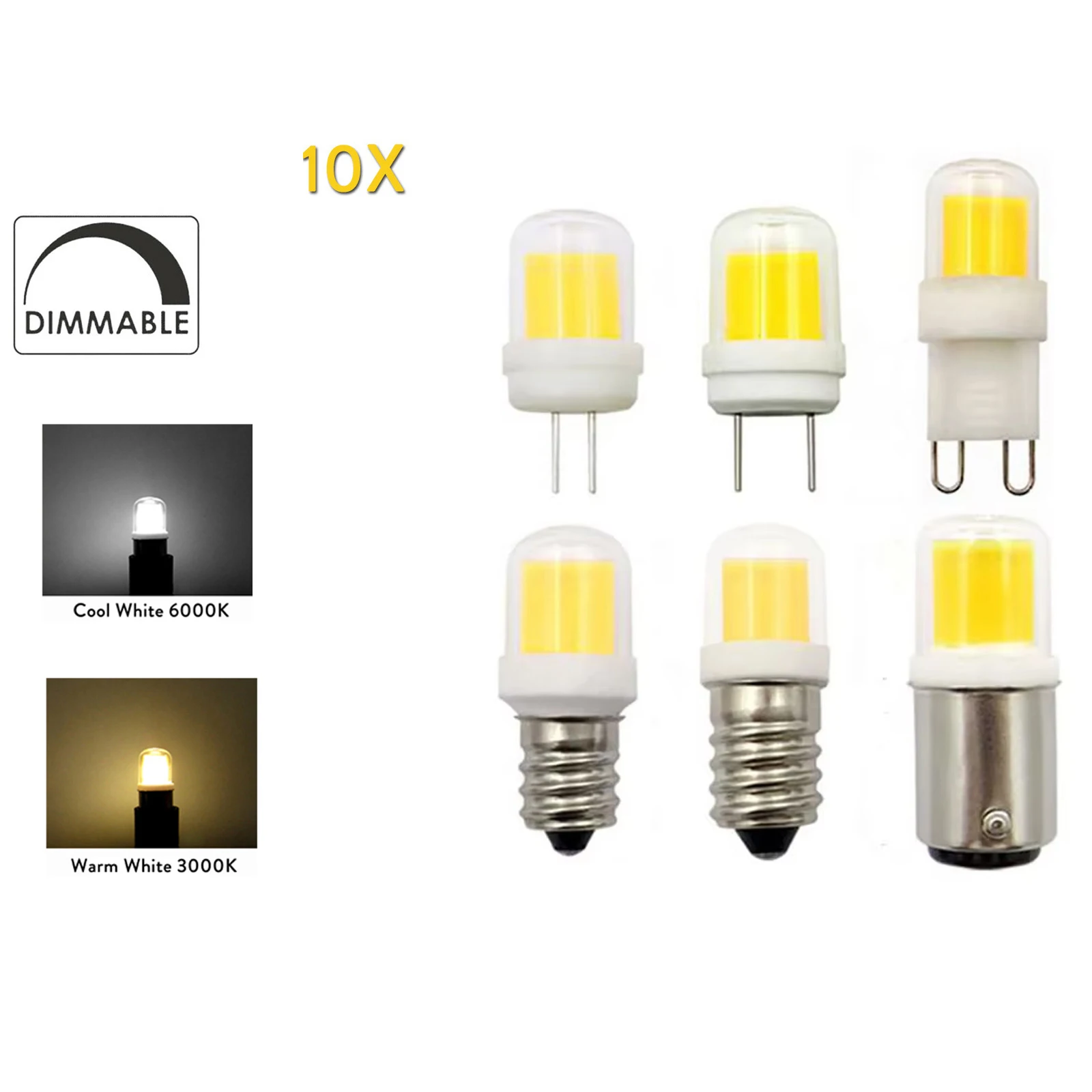 10X 5W Mini Cob Led Light Bulbs Chandelier Spotlight dimmable Pendant Replace Halogen Degree String Shell Glass Diode 110V Warm