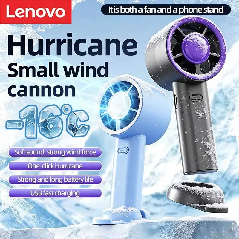 Lenovo Handheld Fan USB Fast Charging Portable Air Calculating Fan Mute Personal Highspeed Fan for Travel Outdoor Activities