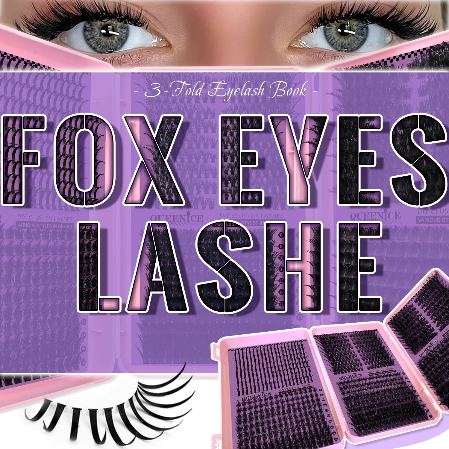 DIY Cluster-Wimpern 3-fach Wimpernbuch Große Kapazität 6 Stile Gemischte Einzelwimpern 8-16mm Spiky Manga Cat Eye Wimpernverlängerung – Detail 8