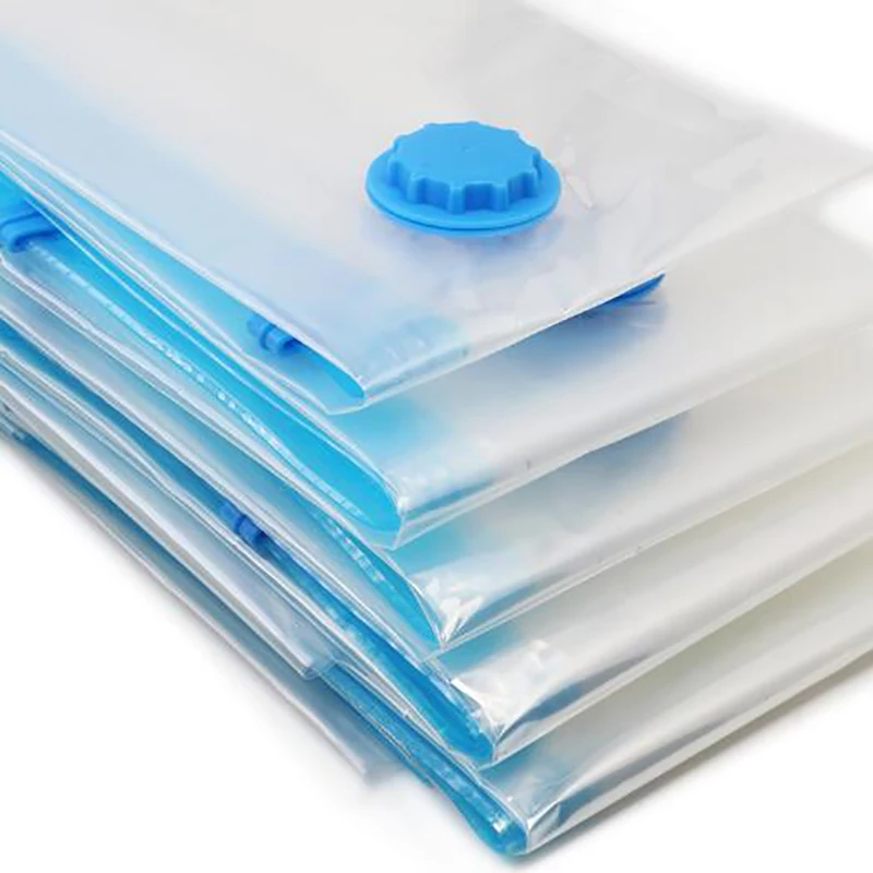 Vacuum Storage Bags With Valve Transparent Folding Compressed Space Saving Travel Seal Packet Organizers For Towel Cloth Blanket