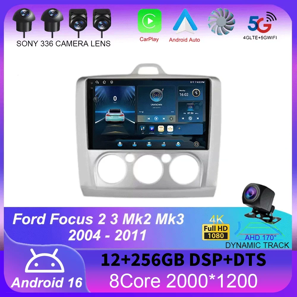 

Android 16 Carplay autoradio For Ford Focus 2 3 Mk2 Mk3 2004 2005 - 2011 navigazione GPS lettore multimediale WiFi + 4G Stereo