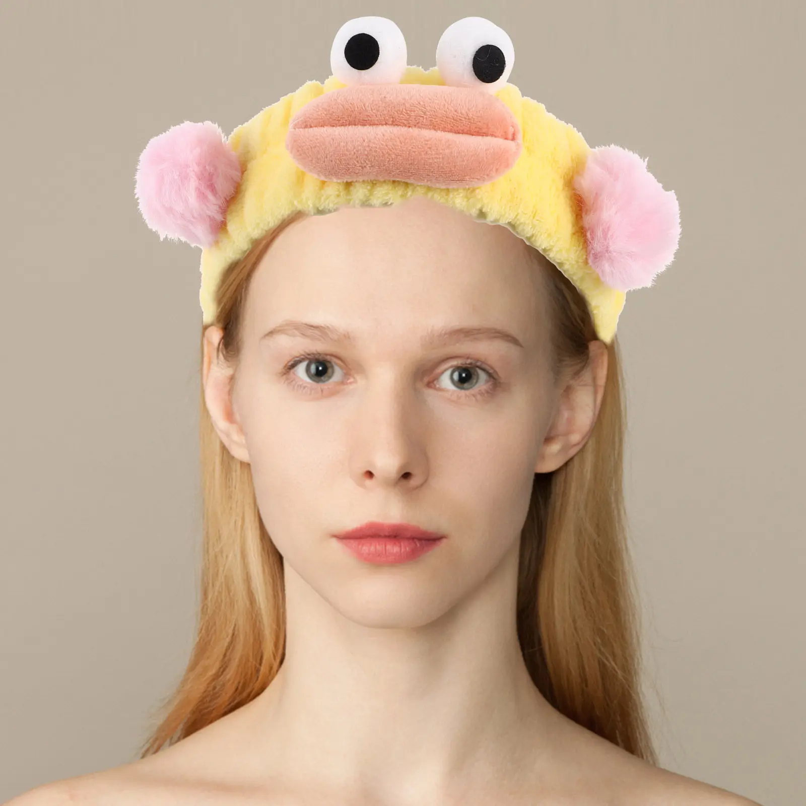 

Милая мультяшная повязка для волос с рисунком сосиски, небесно-голубая, с большими глазами, для умывания, макияжа и ухода за лицом