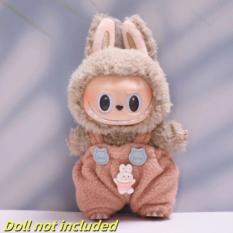 17cm Cute Mini Plush Dolls Clothes Outfit Accessories For Labubu Dolls Princess Jumpsuit Hat Set Clothing DIY Dolls Clothes Gift