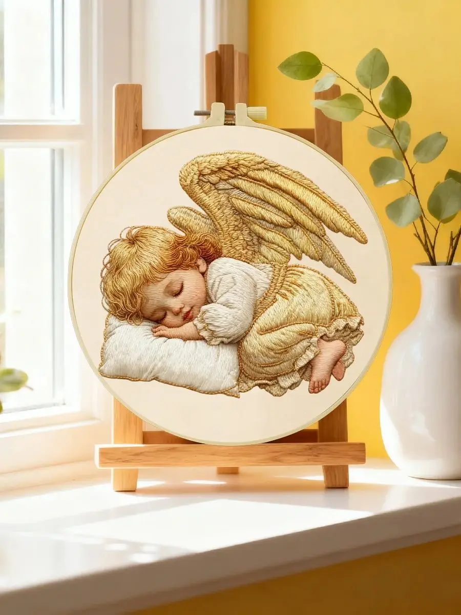 1 Stück 20X20CM/15X15CM 7,87/6,3 Zoll Engel-Stickerei-Starter-Kit DIY-Kit DIY-Stickerei-Set Handarbeiten Nadelkunst Malerei – Detail 6