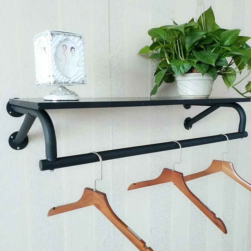 Wrought iron clothing store hanger display shelf on the wall side hanging women's clothing children's clothing shelf wall