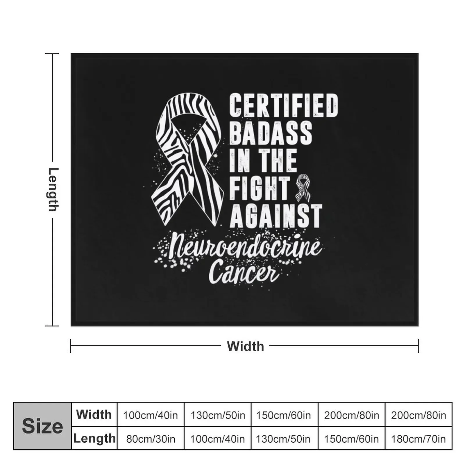 Certified Badass In The Fight Against Neuroendocrine Cancer Awareness NET Warrior Zebra Ribbon Family Support Gift Throw Blanket