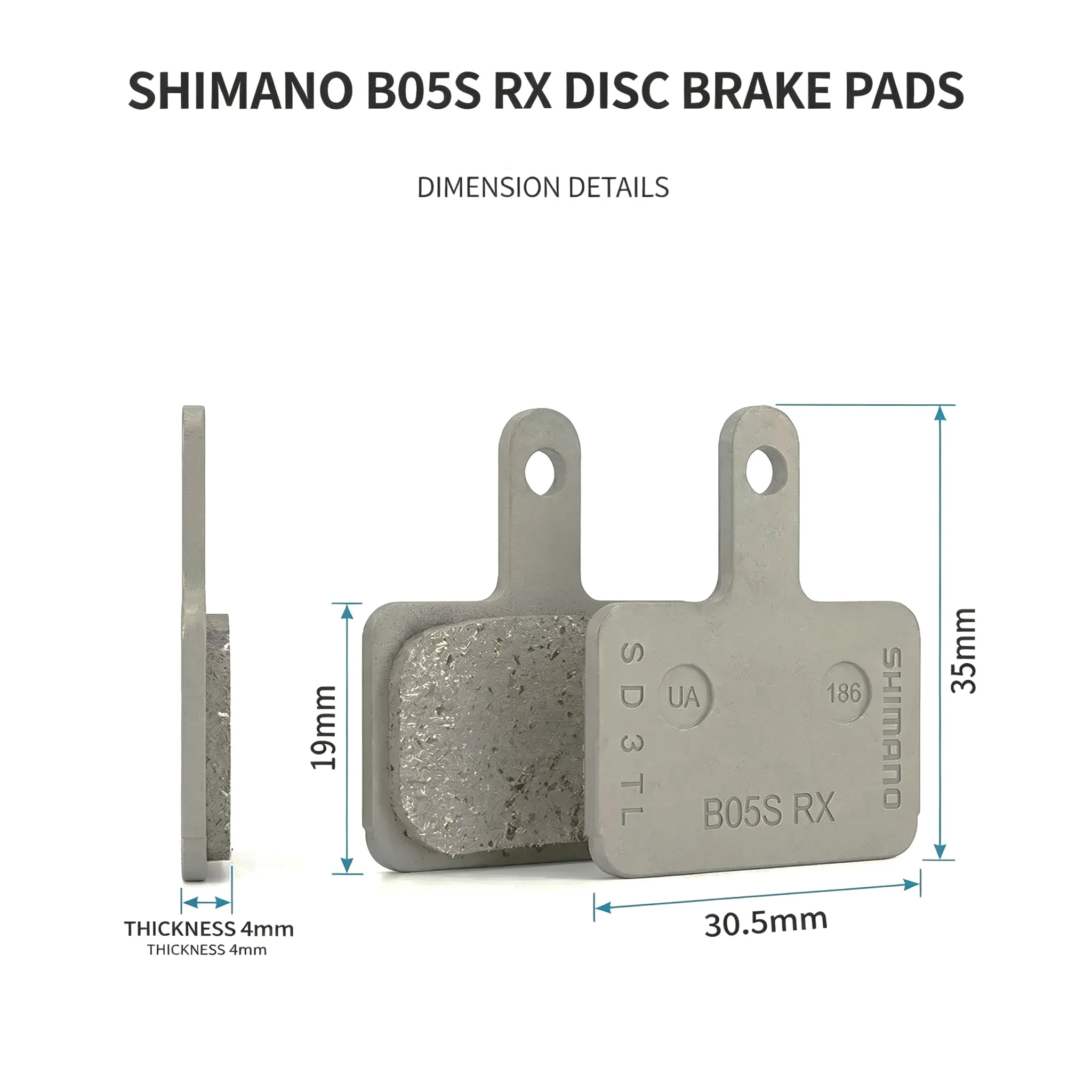 Original Shimano B05S-RX Harz-Bremsbeläge, Inklusive Federn und Stifte, Geeignet für BR-Serienmodelle wie M4050, M395, M525 – Detail 2