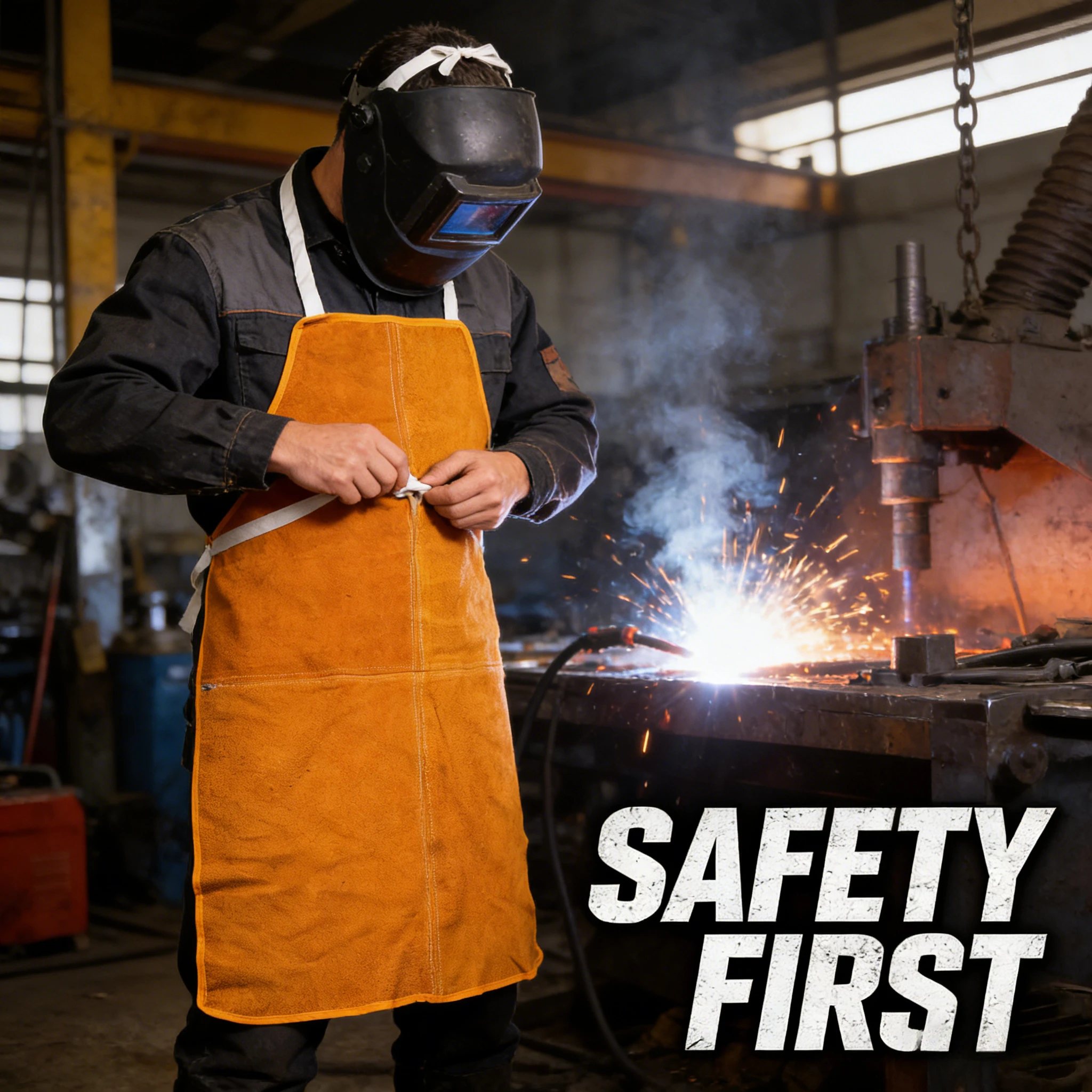 

Heavy Duty Cowhide Leather Welding Apron Fireproof Heat Resistant Splash Proof Protective Gear for Welders Size L