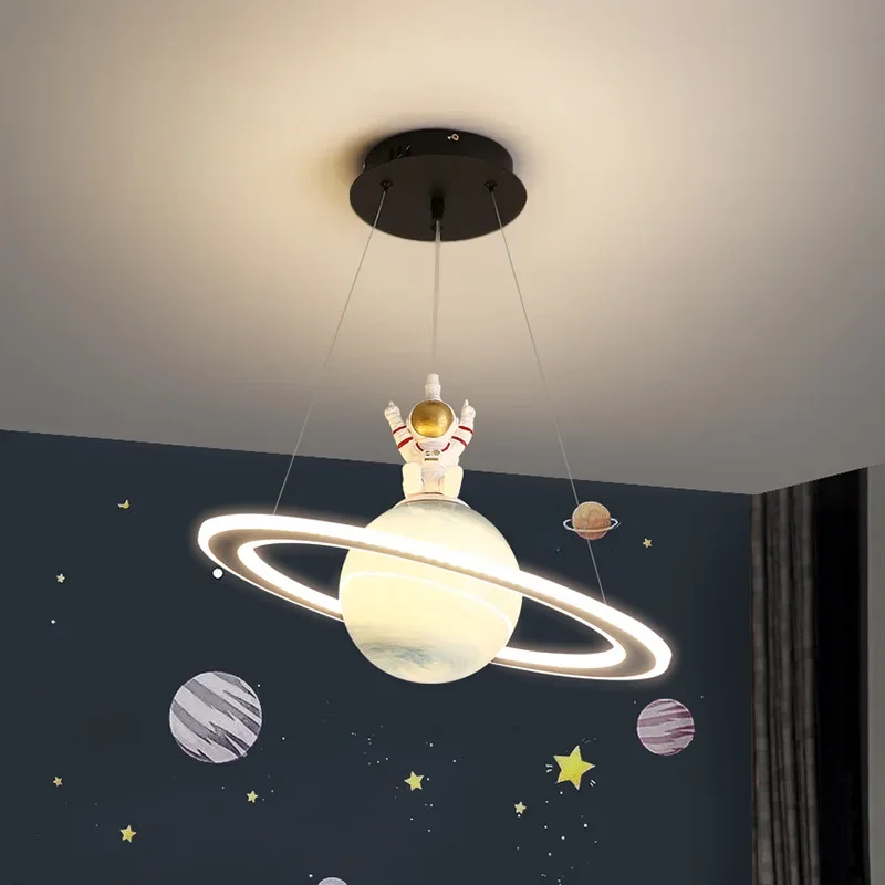 

Astronaut & Planet Pendant Light Glass Ball Children's Bedroom Nursery Indoor Ceiling Chandelier Lighting Fixture Home Decor