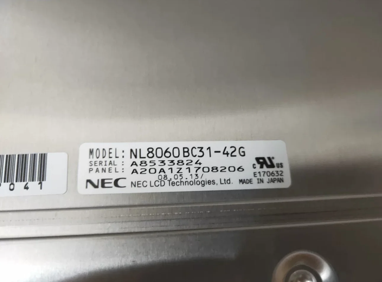 Novo monitor LCD original de 12,1 polegadas NL8060BC31-42G