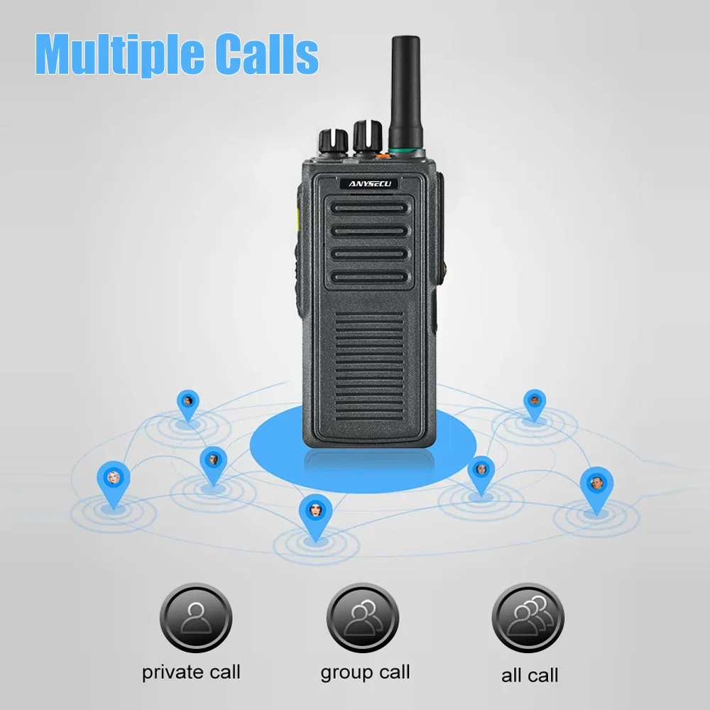 Anysecu HD765 4G LTE POC Radio IP67 Waterproof Walkie Talkie Android 7.1 GPS Type-C and M6 Interfaces 4000mAh Dual-SIM Card