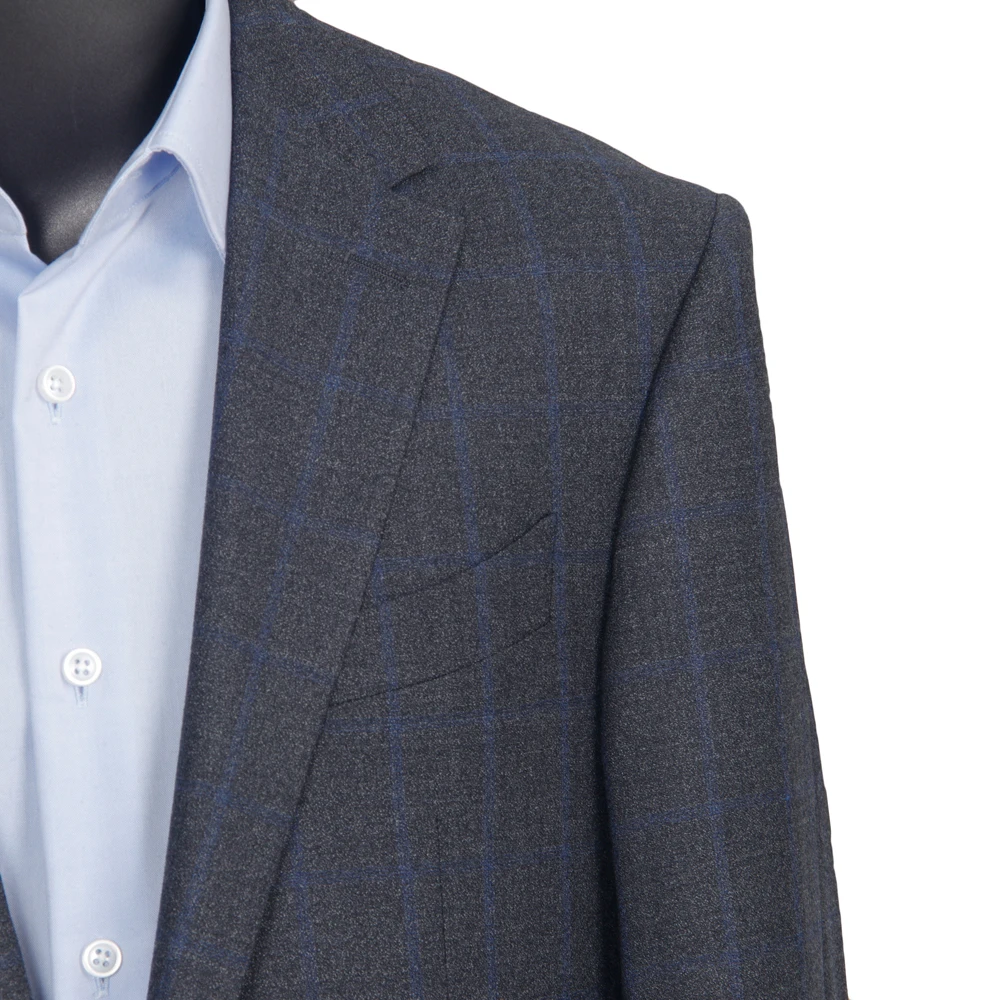 Весенняя мода 2025 года, роскошные фланелевые костюмы из 100% шерсти Super 120 из чистой шерсти, костюмы на заказ, темно-серые клетчатые костюмы, костюмы на заказ