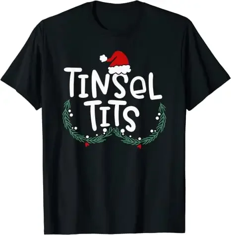 Jingle Balls Tinsel Tits Funny Matching Couple Chestnuts Xmas T-Shirt Gifts Sayings Christmas Pajamas Costume Graphic Tee Top