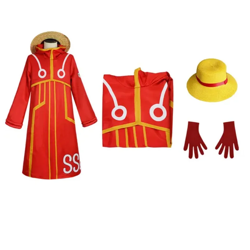 Bambini Adulti Rufy Cosplay Fantasia Future Abiti Anime One Cosplay Pezzi Costume Uomo Halloween Carnevale Abiti da festa