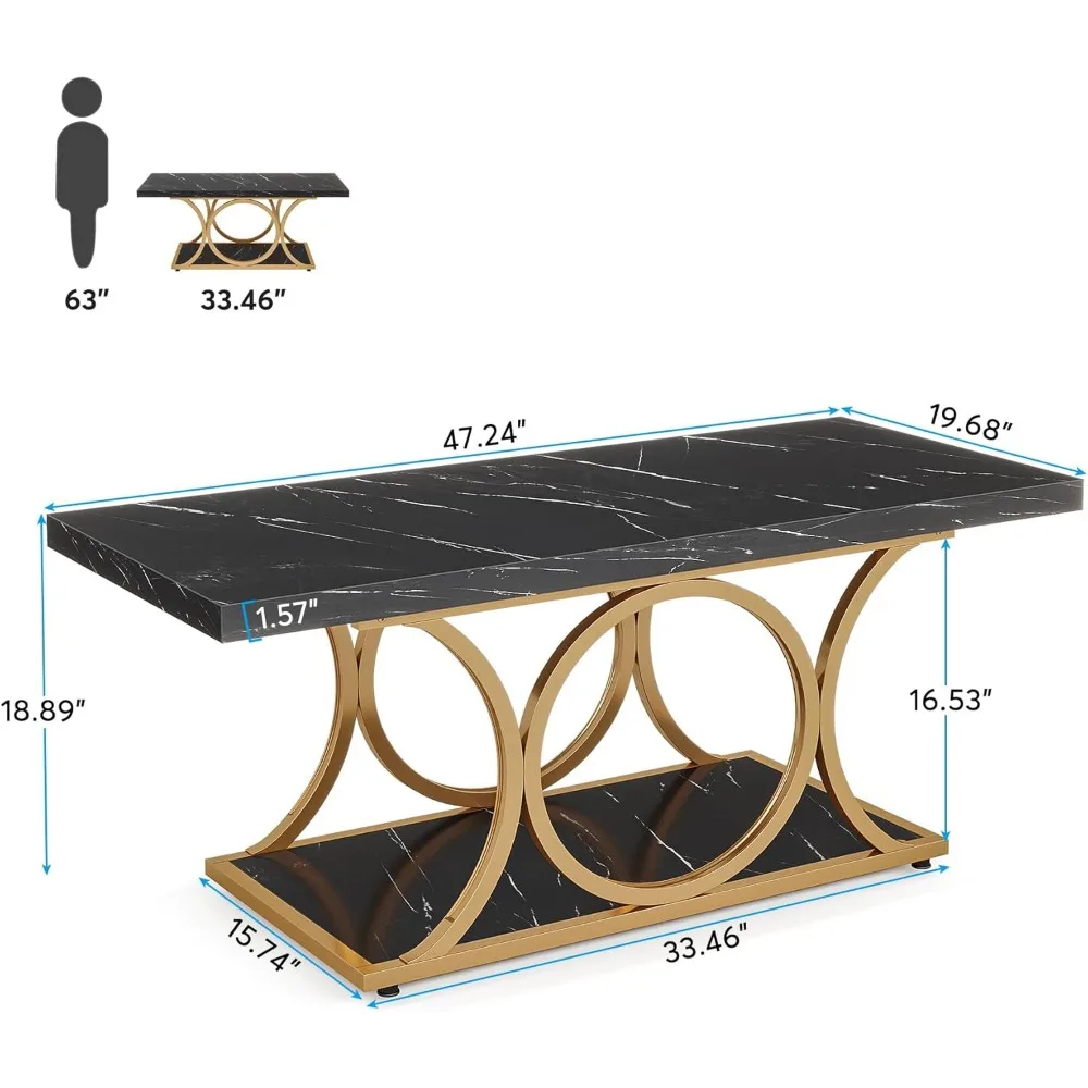 Mesa de centro moderna do retângulo para a sala de visitas, série 2, série 2, com pés geométricos do metal