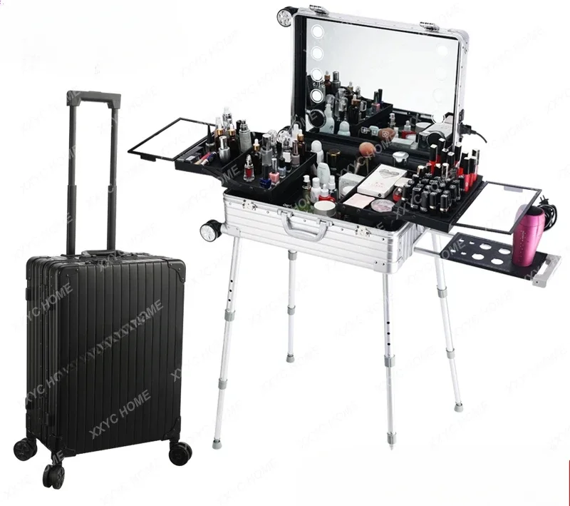 22 inch 24 inch aluminum magnesium alloy cosmetic luggage password box, makeup artist storage bracket toolbox