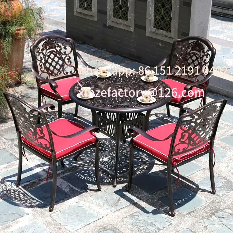 

Customizable dziedzińcu meble balkonowe z kutego żelaza na zewnątrz pięcioczęściowy zestaw stołów z odlewu aluminiowego