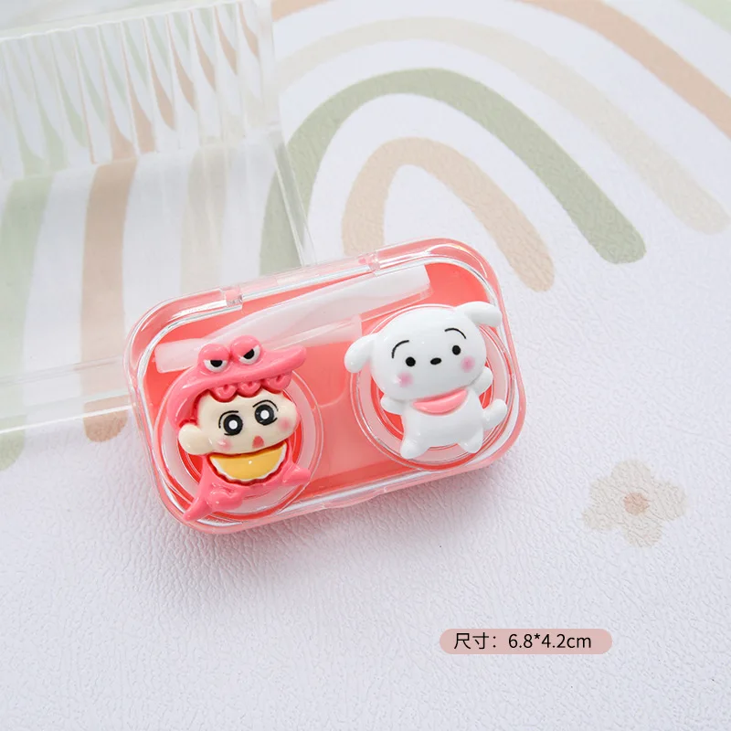 Crayon Shin-chan Contact Lens Case Eyes Contacts Care Container Box Mini Portable Cartoon Travel Holder Soaking Storage Box Gift