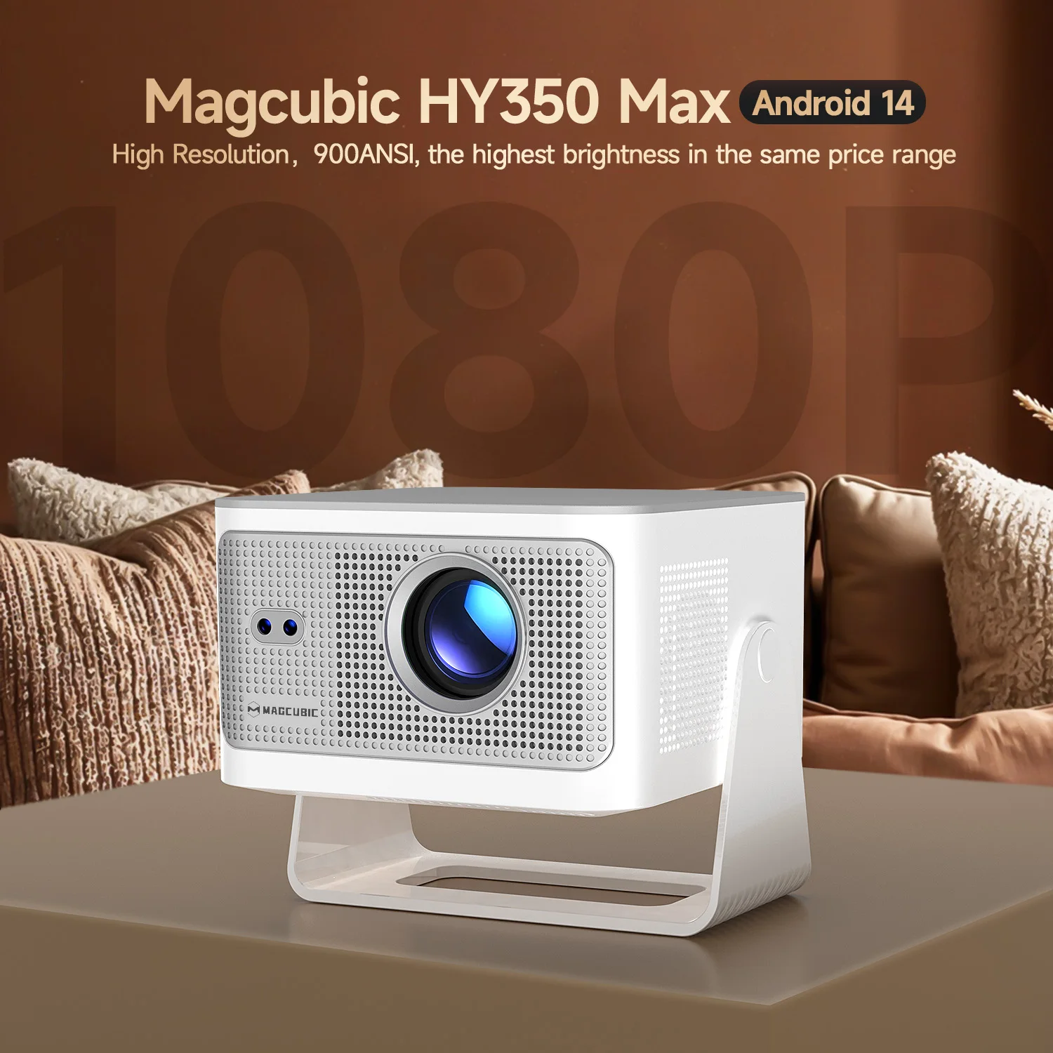 Magcubic HY350Max Projektor mit Sprachfernbedienung, 900 ANSI Lumen, natives 1080P, Autofokus, 8K WiFi6 BT5.4, 2+16GB, Outdoor-Filmprojektor – Detail 2